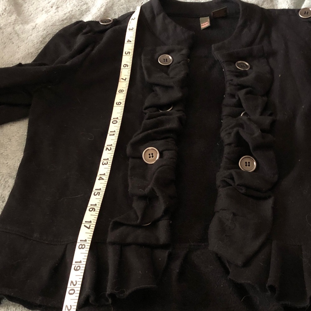 Black Ruffled Button-Up Jacket - Picture 8 of 9